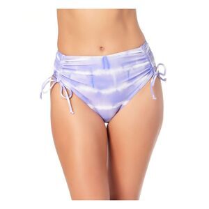 California Waves Women's Purple Cinch Drawstring High Waisted Swimsuit Bottom S